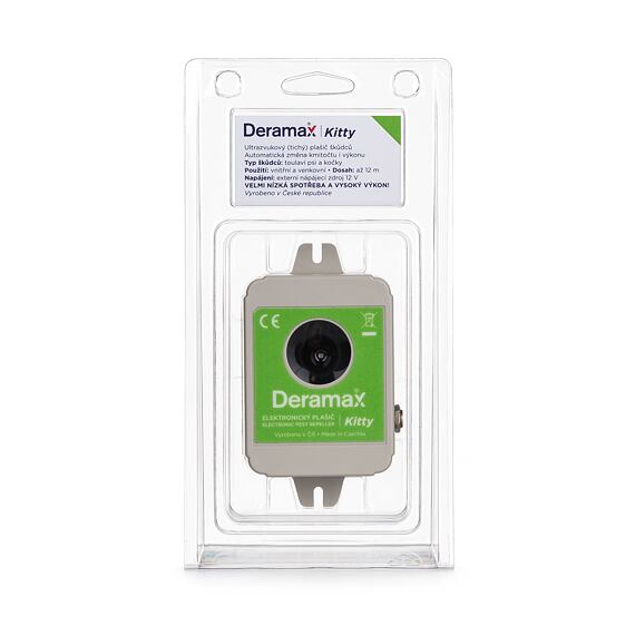 DERAMAX Kitty ultrazvukový plašič (odpuzovač) koček, psů a divoké zvěře, napájení ze sítě