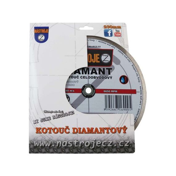 NÁSTROJE CZ diamantový kotouč celoobvodový 230*1,6*22,2mm,  dlaždice, mramor, porcelán IM-DK-C230