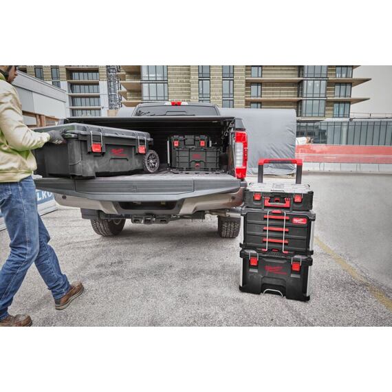MILWAUKEE 4932478161 bedňa na náradie PACKOUT, 23cm kolieska, rukoväť až 113kg, Dual Stack Top