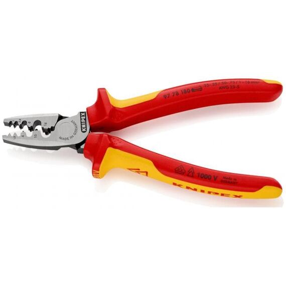 KNIPEX kleště na kabelové koncovky VDE 1000V, lisování podle DIN 46228, 9778180