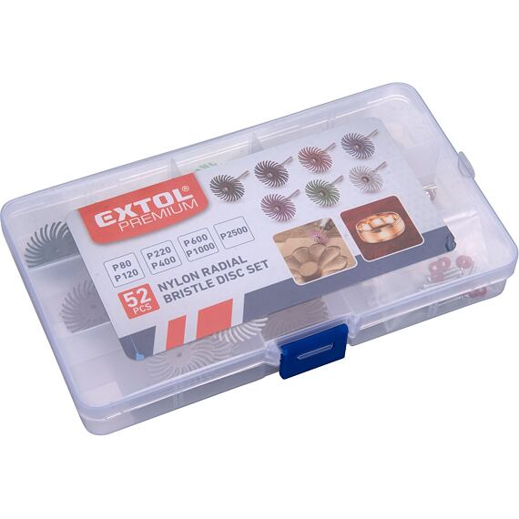 EXTOL Premium disky radiální štětinové, pr.25mm, stopka 3mm, 42ks (K80-120-220-400-600-1000-2500)