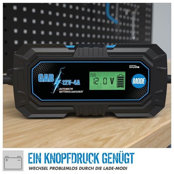 GÜDE GAB 12V/6V-4A automatická nabíječka autobaterií, plně automatická pro aku 4-120Ah 85145