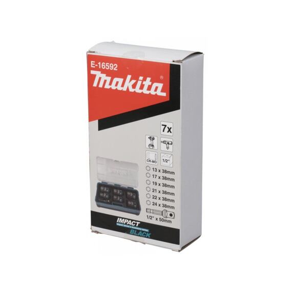 MAKITA E-16592 sada nástrčných hlavic 1/2", Impact BLACK, 13-24mm, průmyslové, kufřík