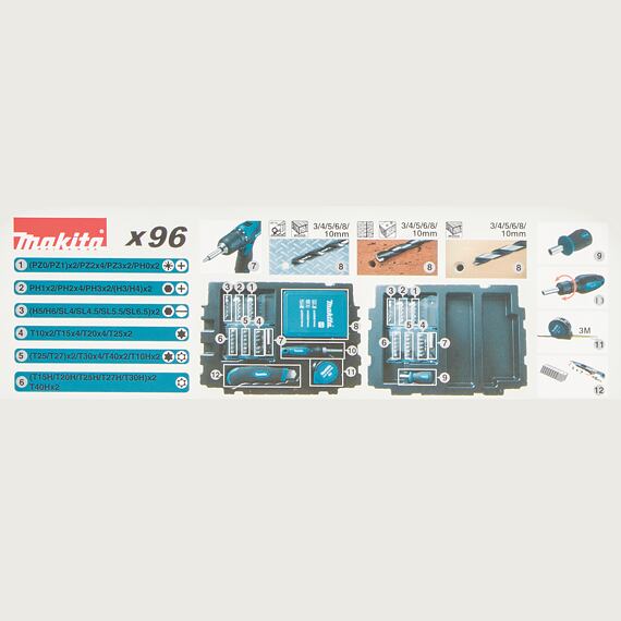 MAKITA B-49725 sada bitů a vrtáků, systainer, 96ks