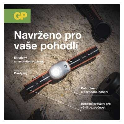 GP čelovka XPLOR PHR16, LED, 9 režimů svícení, 300lm, červená noční LED, aku 800mAh