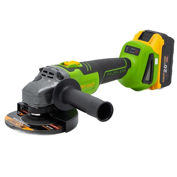PROCRAFT PWA216 aku bezuhlíková úhlová bruska 20V/2*4Ah, 125mm, 0-3200/8000 ot./min., kufr