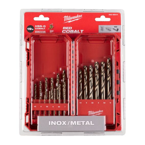 MILWAUKEE 4932493867 sada vrtáků 19-dílná 1-10mm, HSS-G Cobalt, PH pouzdro