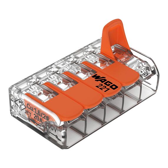 WAGO 221-415 svorka FLEXI s páčkou 5x 0,2-4mm2