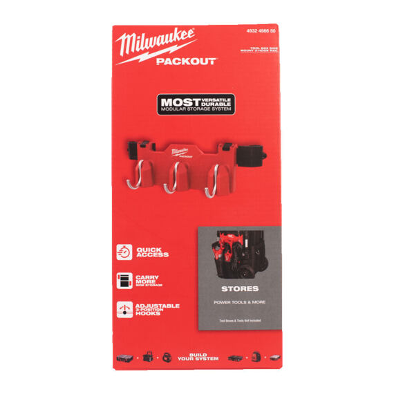 MILWAUKEE 4932498650 PACKOUT boční lišta se 3 háčky