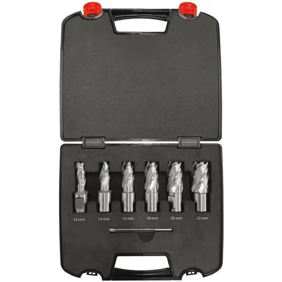 NÁSTROJE CZ sada jádrových vrtáků HSS 12,14,16,18,20,22mm/30mm WELDON 19mm v kufru PH