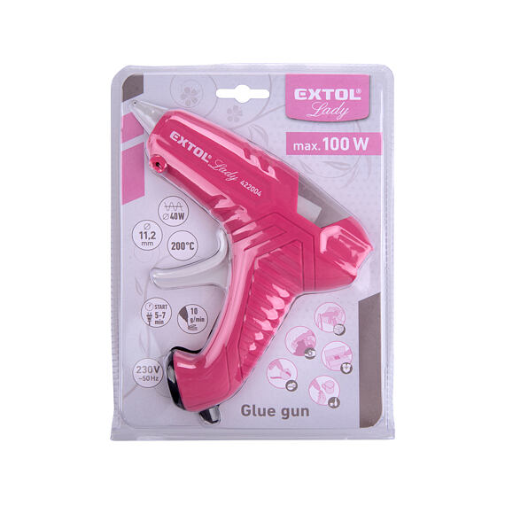 EXTOL Lady pistole tavná lepící, 11mm, 40W, RŮŽOVÁ, 422004