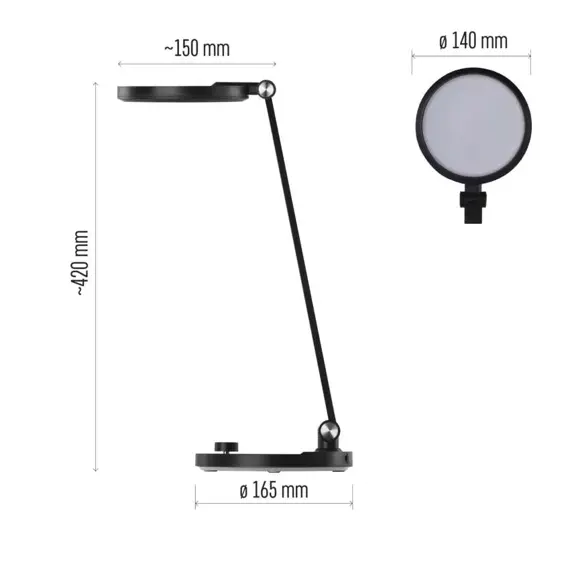 EMOS LED stolní lampa CHARLES, 550lm/7,6W, volba barvy světla černá