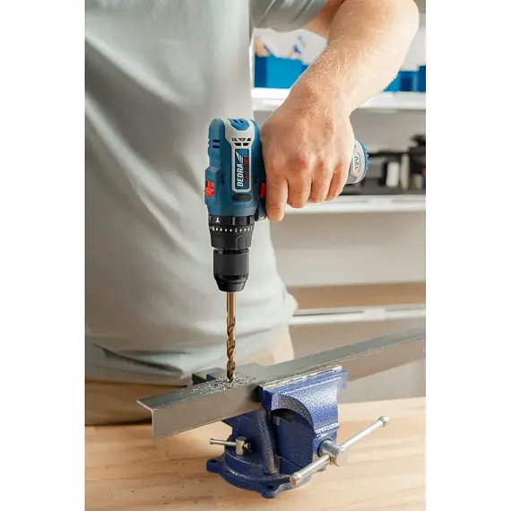 DEDRA aku příklepová vrtačka 12V/2Ah, 32Nm, 0-400/1300 ot./min., nabíječka DED7302, DED7310T06