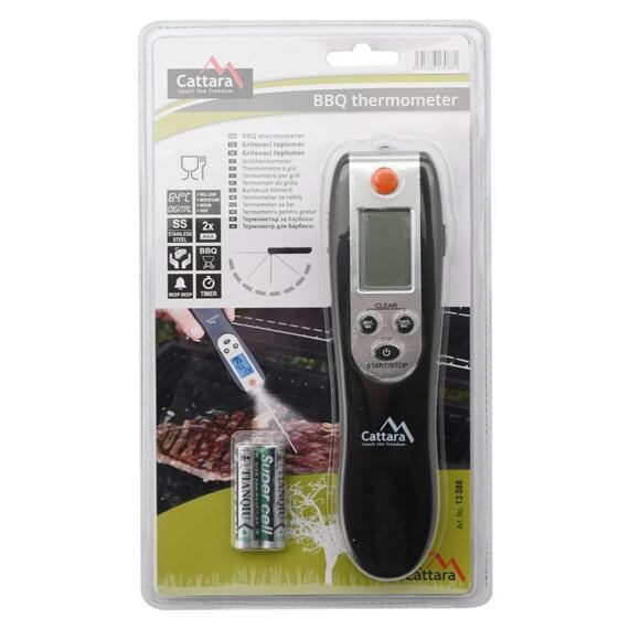 CATTARA grilovací teploměr digitální skládací 0°C-300°C, 15cm sonda, 13088
