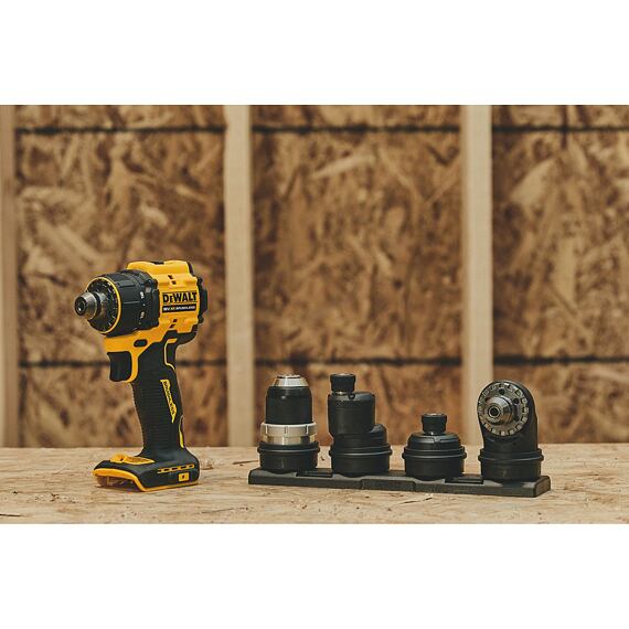 DeWalt DCD803NT aku bezuhlíková příklepová vrtačka a 4 výměnné hlavy 18V, 73Nm, kufr TSTAK, bez aku