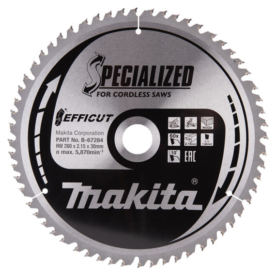 MAKITA B-67284 pilový kotouč Efficut 260*2,15*30mm 60Z (old=B-67234, E-29549)