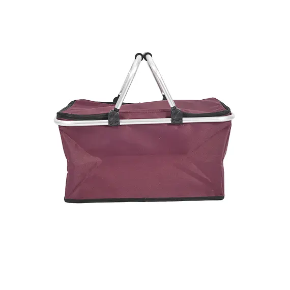 košík nákupní skládací TERMO 46*27*23 cm, Al + polyester, červený, 883005