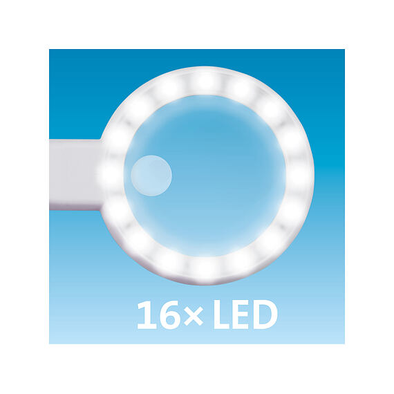 EXTOL LIGHT lupa se světlem, čočka 61mm, zvětšení 6* + 12*, 16 LED diod, USB-C nabíjení, 43163