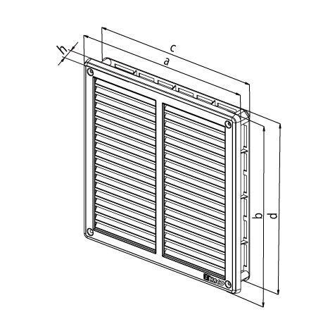 HACO mriežka vetracia 200*200mm so sieťovinou NEREZ 413361