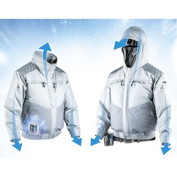 MAKITA DFJ401ZL bunda s kapucňou a ventilátorom 14,4/18V, Li-ion, L