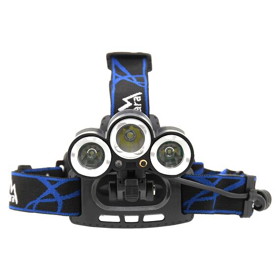 CATTARA čelovka LED CREE XM-L T6 10W + 2* CREE XP-E 3W, 400lm, 2*3,7V, laser, dosvit až 500m 13125
