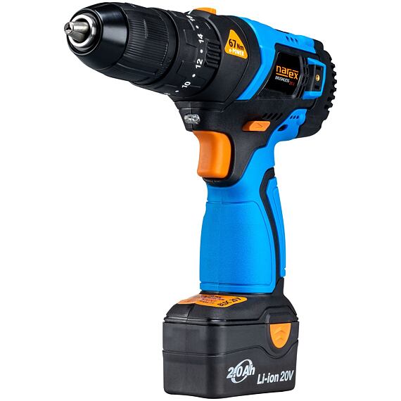 NAREX ASP 202-2B BMC 2,0Ah aku příklepová vrtačka 20V/2*2Ah, 67Nm, 0-500/1800 ot./min 65405304