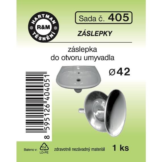 HARTMAN chromovaná umyvadlová záslepka průměr 42mm, sada č. 405