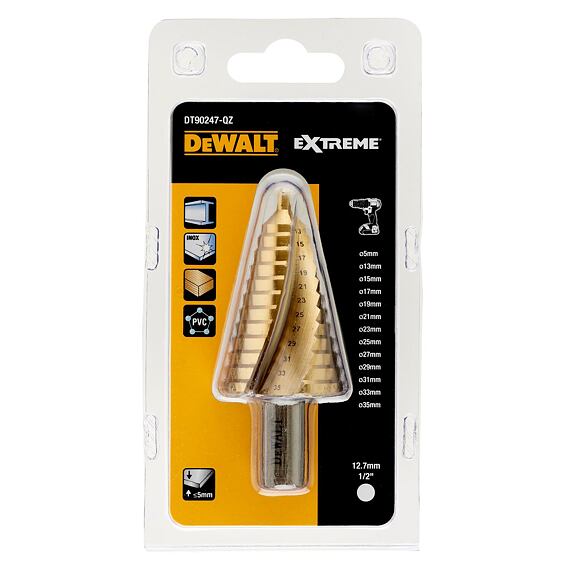 DeWalt DT90247 stupňovitý vrták 5-35 mm, TITANIUM, stopka 12,7 mm