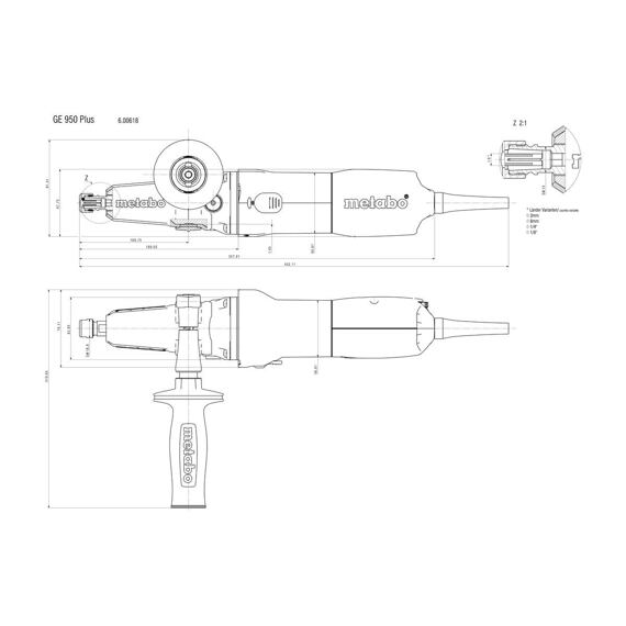 METABO GE 950 G Plus priama brúska 950W, 2500-8700 ot./min., predĺžený krk