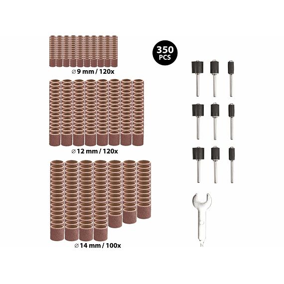EXTOL Premium válce brusné sada 350ks, K80, K120, K240, stopka unašeče 3,2mm, 8803760