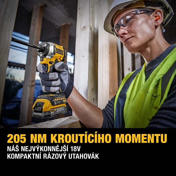 DeWalt DCF850E2T aku rázový uťahovák 18V/2*1,7Ah, 205Nm, 1/4",  POWERSTACK, TSTAK