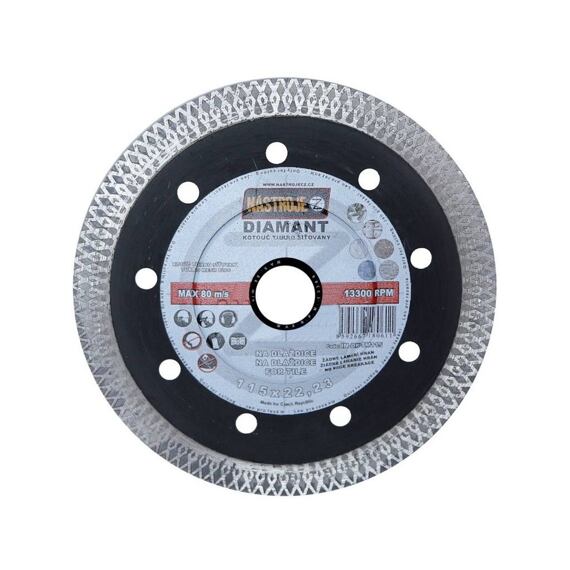 NÁSTROJE CZ diamantový kotouč TURBO síťovaný 115*1,3*22,2mm, žula, dlažba, keramika IM-DK-TM115