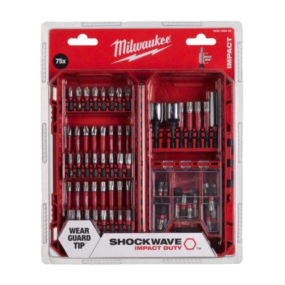 MILWAUKEE 4932492008 súprava bitov SHOCKWAVE XL 75-dielna, hlavica, magnetický držiak