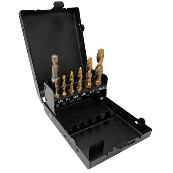NÁSTROJE CZ sada kombinovaných závitníků M3+M4+M5+M6+M8+M10 + adaptér, CZVZ-133-907