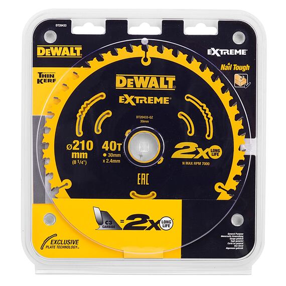 DeWalt DT20433 pilový kotouč 210*30*2,4mm, 40z, EXTREME, ATB zub +18°