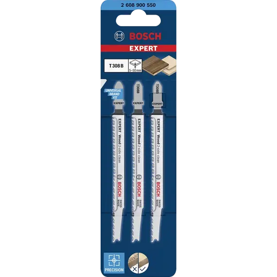 BOSCH 2608900550 pílky do priamočiarky T308B 117mm, extra čisté rezy v dreve 3ks (2608663750)