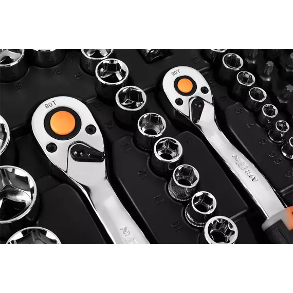 NEO TOOLS gola sada 1/2"+3/8"+1/4" + očkoploché klíče, 219ks, 10-076