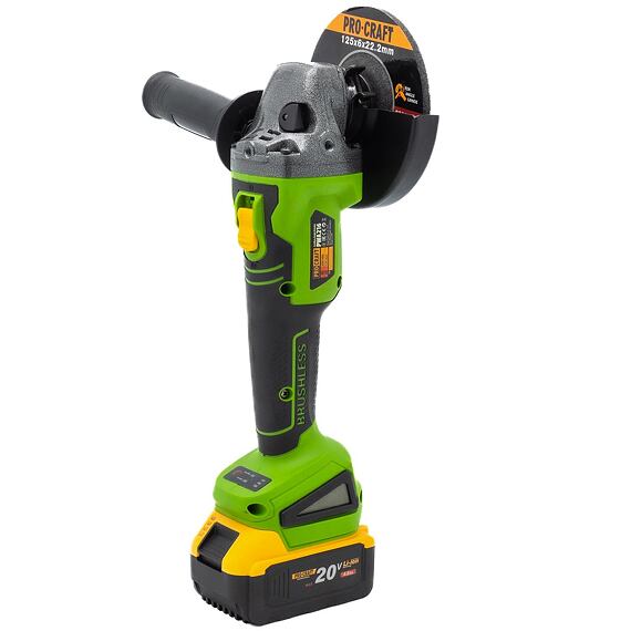 PROCRAFT PWA216 aku bezuhlíková úhlová bruska 20V/2*4Ah, 125mm, 0-3200/8000 ot./min., kufr