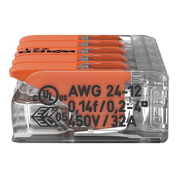 WAGO 221-415 svorka FLEXI s páčkou 5x 0,2-4mm2