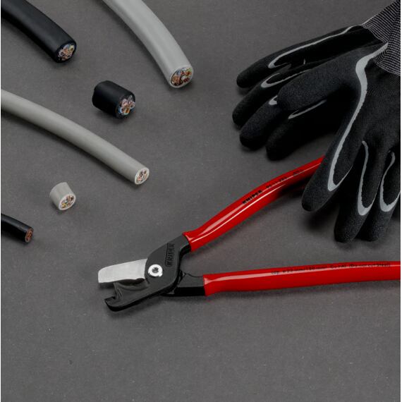 KNIPEX nožnice na káble StepCut XL 225mm, tenké aj veľmi tvrdé káble, 2 rezné plochy 9511225