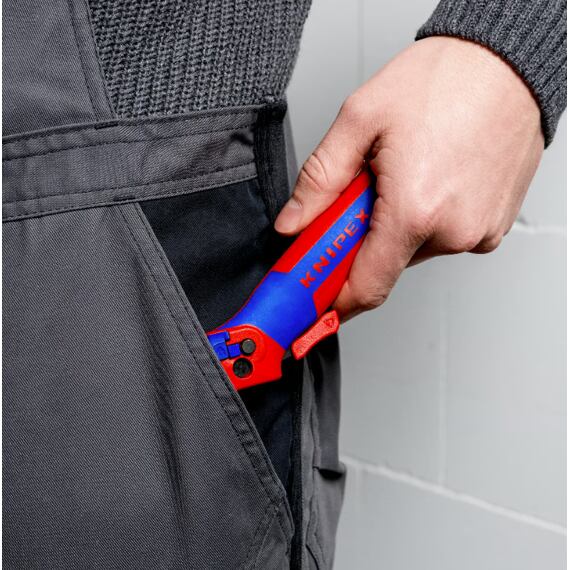 KNIPEX odizolovávací nůž s vodící patkou s funkcí ráčny, polohovatelný a složitelný, 1650145SB