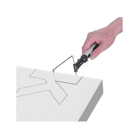 EXTOL Premium řezačka polystyrenu aku 4V/2Ah, struna + nůž, USB nabíjení, 8891504