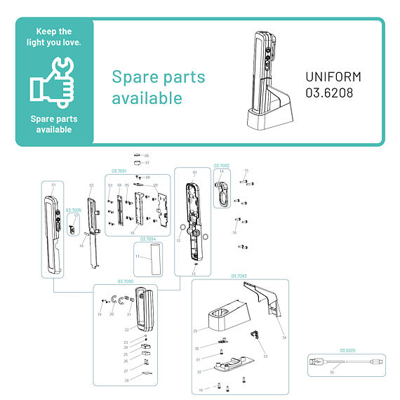 SCANGRIP UNIFORM - FOR LIFE ruční LED svítilna s nabíjecím stojanem, 3,7V/3Ah, 250lm, 03.6208.25
