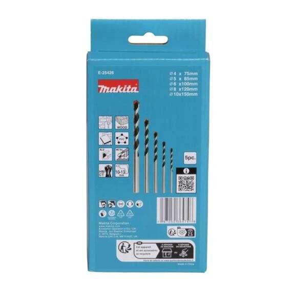 MAKITA E-25426 sada vrtáků TCT s rovnou stopkou multimateriál 4-10mm, 5ks