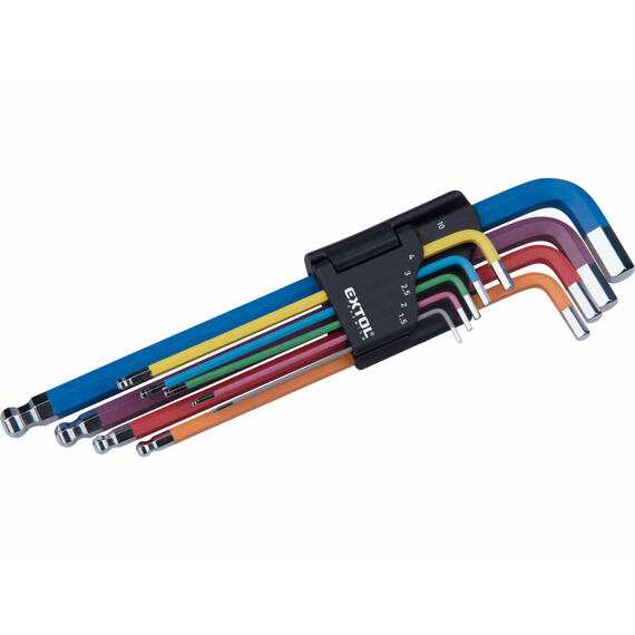 EXTOL Premium sada imbus klíčů s kuličkou 1,5-10mm, S2, barevné 8819316
