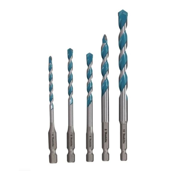 MAKITA E-25432 sada vrtáků TCT se stopkou 1/4" multimateriál 4-10mm, 5ks