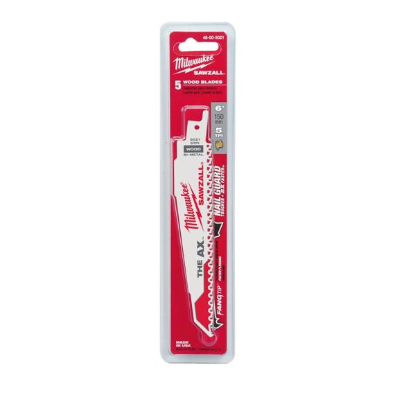 MILWAUKEE 48005021 pílky do chvostovky, The AX 150*5/8TPi, drevo, drevo s klincami, plasty 5ks