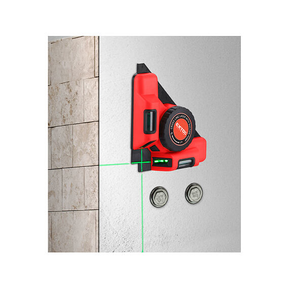 EXTOL Premium úhelník 90° laserový ZELENÝ, aku přísavný modul, 3,7V/1Ah, dosah 9m, 8823303