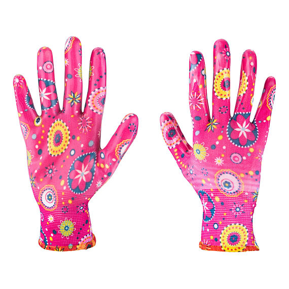 EXTOL Lady rukavice zahradní polyester, vel. 8, máčené v nitrilu, 8856674