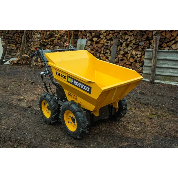 PROTECO motorový přepravník - DUMPER s radlicí na sníh, 6,5HP, 4x4, 400kg, 240l, 51.03-KM-400-RAD